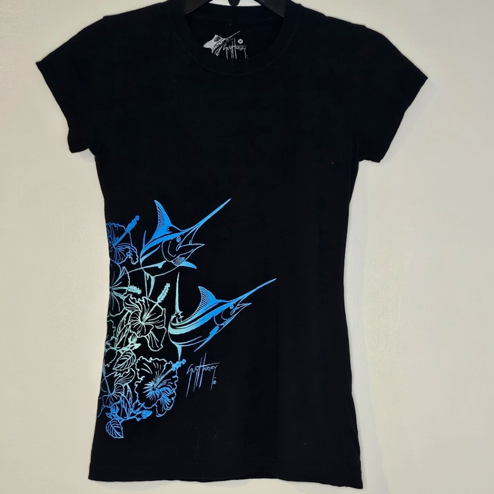 Guy Harvey Black Short Sleeve T shirt Girls Size M